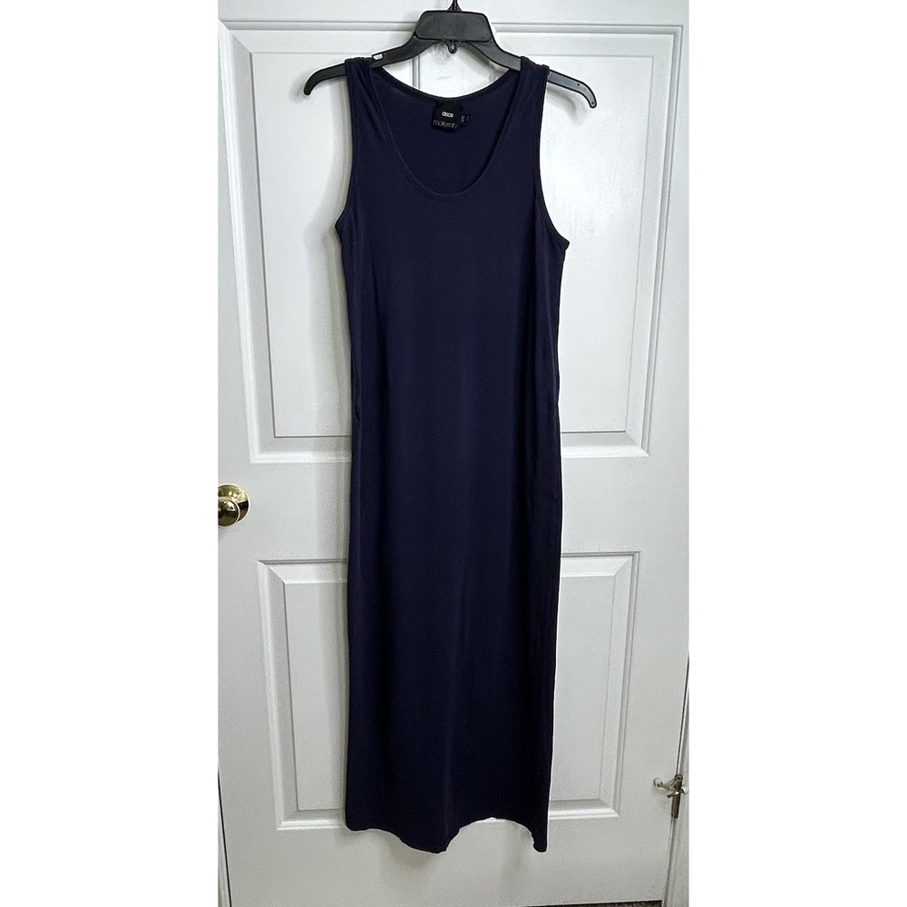ASOS MATERNITY Dress Womens 6 Long Maxi Tank Bodycon Shirt Navy Blue Scoop Neck
